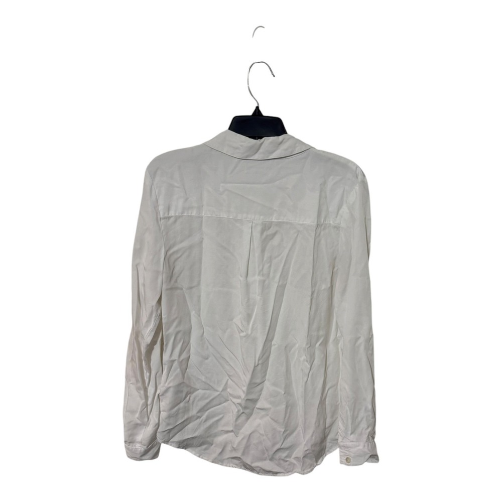 Garnet Hill White Tencel Lyocell Long Sleeve V-Neck Blouse Shirt Size 8 47605 - Picture 2 of 5
